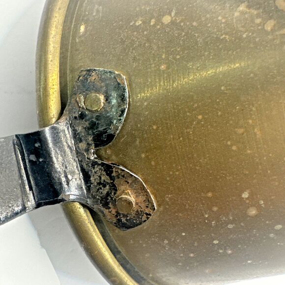 Antique VTG Brass Copper Fireplace Pot with Long Iron Handle Dipper Scoop France - Picture 8 of 8